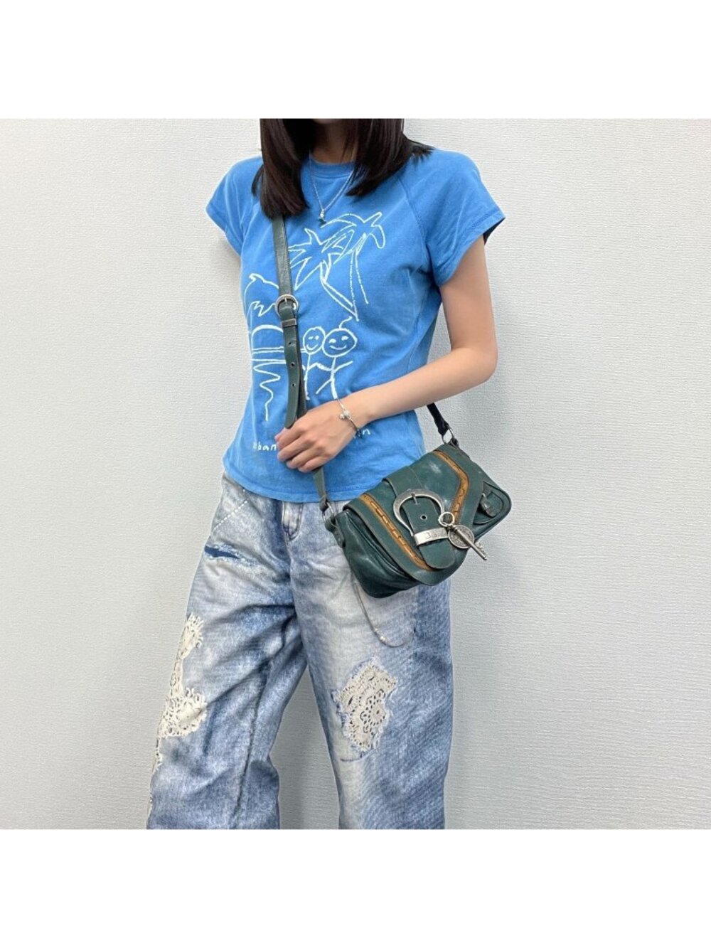 Dior Gaucho Saddle Shoulder Bag Leather Blue Vintage